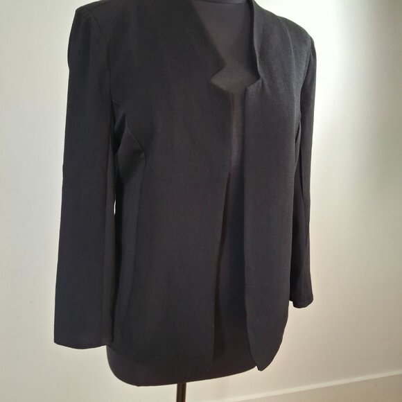 Womans Cropped Open Front Blazer Jacket Sz LG Relaxed Fit Stretchy Office Smart - Picture 3 of 14